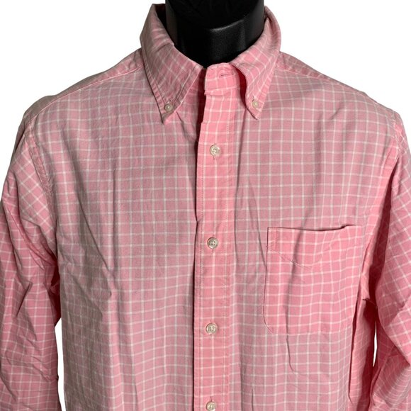 Cremieux Long Sleeve Button Down Shirt M Pink Checkered Chest Pocket Cotton - Picture 2 of 6